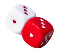 BESTonZON 2pcs Acrylic Multi-sided Dice with Heart Pattern Sturdy Board Game Dice for Parties Family Games and Role Playing Polyhedral Props in Red and White