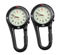 BESTonZON 2pcs Black Stainless Steel Carabiner Watch with Fluorescent Dial for Night Time Visibility, for People Who Love Mountaineering, Sturdy Clip-on Design