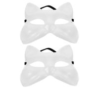 BESTonZON 2pcs Blank Fox Mask for Halloween and Arts Crafts, Plastic DIY Creative Mask for Decoration and Mask-making, Unique Female Cosplay Party Accessory for Festive Events