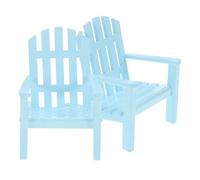 BESTonZON 2pcs Blue Miniature Wooden Chairs Dollhouse Model Mini Rocking Chairs for Doll Furniture Decoration and Craft Tiny Wood Patio for Fairy Garden and Dollhouse Accessories