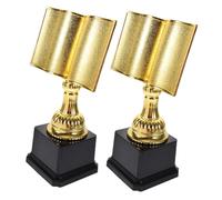 BESTonZON 2Pcs Book Shaped Gold Trophy Award for Reading Competitions Large Plastic Trophy Cup for Young Readers Prize for Literacy Contests Student Recognition