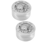 BESTonZON 2pcs Box Boy Girl Fetal Hair Keepsake Box Metal Curl Hair Collecting for Newborn Born Memory