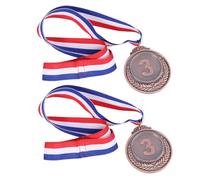 BESTonZON 2pcs Bronze Metal Winner Medals with Neck Ribbon Wheat Ear Design Competition Awards for Sports Games Third Prize Medals for S School Matches and Team Events