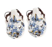 BESTonZON 2pcs Ceramic Alto Ocarina Mini Portable Wind Instrument for Beginners and Lightweight Design for Music Practice and Learning