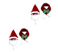 BESTonZON 2pcs Christmas Dog Scarf and Santa Hat Set Warm Holiday Pet Costume Outfit S for Cats and Dogs Durable Vibrant Color Winter Wear for Outdoor Walks and Festive Photos