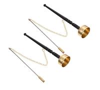 BESTonZON 2pcs Citing Chimes Buddhist Ceremony Supplies Buddha Yin Qing Hand Bells Musical Instruments Vintage Hand Bell Tibetan Bells Buddha Utensil Hand Percussion Copper with Silver Black