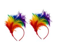 BESTonZON 2pcs Colorful Plume Headband Photo Headdress Elastic Festival Hair Accessories for Women Party Wedding Carnival Tea Party Decorative Headwear