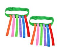 BESTonZON 2pcs Colorful Pull Tails Game with Removable Tails Green Strap Outdoor Training for Kindergarten Hand-eye Coordination and Social Skills Development