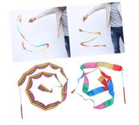 BESTonZON 2pcs Colorful Rhythmic Gymnastics Dance Ribbons with Flame Stitching Lightweight Dancing Streamers for Artistic Performance and Gymnastics Training