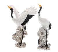 BESTonZON 2PCS Crane Figurine for Garden Decor Realistic Resin Bird Sculptures for Indoor Outdoor Bonsai Ornamental Crane Model with Fine Craftsmanship Gift for Bird Lovers and Micro