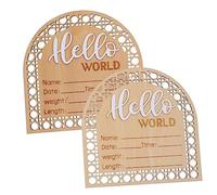 BESTonZON 2pcs Creative Wooden Newborn Birth Announcement Sign Unique Name Plaque Decoration for Photos Smooth Natural Design for Hospital and Home Use