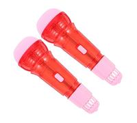 BESTonZON 2pcs Early Education Musical Toy Boys and Girls Echo Microphone Stand Photo Prop Pretend Play for Toddlers Safe Plastic Fake Microphone
