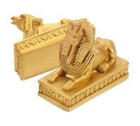 BESTonZON 2pcs Egyptian Sphinx Resin Statue Golden Desktop Ornament