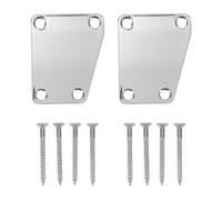 BESTonZON 2pcs Electric Guitar Neck Plate: Bass 4-Hole Headplate With Mounting Screws For Musicians And Diy Repairs Maintenance Kit Silver