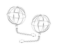 BESTonZON 2pcs Feeding Hay Rack Stainless Steel for Chickens Poultry Hanging Ball Feeder Chicken Treat Feeder Chain for Outdoor Meal Worm Bird Hanging