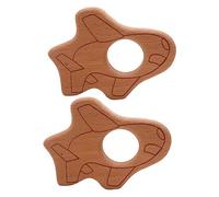 BESTonZON 2pcs Food Grade Teething Toy Airplane Shape Wooden Sensory Exploration for Self-Soothing and Teething Relief Lightweight Design for Newborns