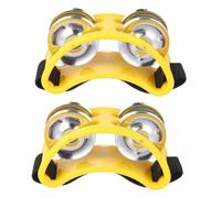 BESTonZON 2pcs Foot Tambourine Percussion Instrument Strap and Metal for Musicians and Acoustic Jam Sessions Yellow