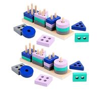 BESTonZON 2pcs Geometry Intelligence Board Shape Sorter Toy for Newborn Stacking Blocks for Boys and Girls Early Learning Educational Toy
