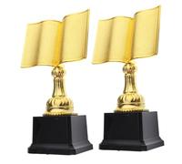BESTonZON 2pcs Gold Book Award Trophy Book Shaped Winner Trophy for Reading Competitions Plastic Large Reading Award for School Classroom Inspires Childrens Literacy
