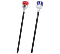 BESTonZON 2PCS Halloween King and Queen Scepter Wands Set, Plastic Royal Red and Blue Costume Walking Staffs for Party Role Play and Cosplay Accessories