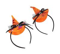 BESTonZON 2Pcs Halloween Witch Hat Headbands Party Hair Decor Comfortable Lightweight Cosplay Headwear with Bowknot Reusable Witch Costume Accessories for Women and Friends