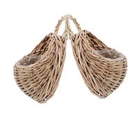 BESTonZON 2pcs Hanging Woven Flower Baskets for Wall Decor 18 cm Rustic Rattan Planters Indoor Outdoor Vertical Garden Storage Organisers Willow Wicker Pot for Plants Balcony Patio