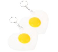BESTonZON 2pcs Heart-Shaped Fried Egg Keychain Pendant, Realistic Egg Key Ring Decor for Backpack, Purse, Luggage Hanging Accessories, Portable Decorative Key Rings for Daily Use