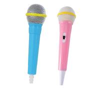 BESTonZON 2pcs High Simulation Microphone Toy Prop for Boy Girl Wireless Lip-synching Model for Parties Pretend Play and Overcoming Shyness Pink Blue