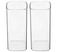 BESTonZON 2pcs Japanese Style Tall Breakfast Cup Borosilicate Glass 400ml | Microwave Safe Square Drinking Glasses for Water Milk Juice Coffee Highball Tumbler Set Clear Thin Lightweight 13.3x6cm