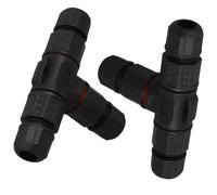 BESTONZON 2pcs Junction Box Cable Connector Waterproof Outdoor/External Junction Box Cable Connector Sleeve(3 Way Black)