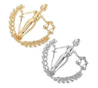 BESTonZON 2pcs Libra Brooch Set for Men’s Suits - Metal Balance Lapel Pins in Gold and Silver - Lawyer and Judge Scale of Justice Collar Brooches for Formal Occasions and Suit Accessories