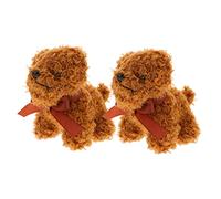 BESTonZON 2Pcs Light Brown Plush Dog Keychain 12cm Soft Stuffed Animal Pendant for Backpack Cute Puppy Decoration Kindergarten