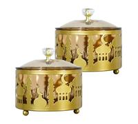 BESTonZON 2pcs Middle Eastern Style Candy Box Gold Decorative Storage Container for Wedding Favor and Eid Snacks Desktop Case for Nuts Dried Fruit and Party Treats