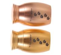 BESTonZON 2pcs Mini Metal Dog Urns with Paw Print Compact Keepsake Ashes Holders for Small Pets Versatile Cremation Boxes in Gold and Rose Gold Memorial Storage for Dog Loss