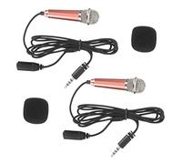 BESTonZON 2pcs Mini Microphone Portable Tiny Phone Mic for Recording, Mini Clip-on Microphones Gold Case for Mobile Phones, Professional Small Vocal Instrument Mic Set