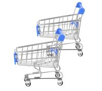 BESTonZON 2pcs Mini Shopping Cart Metal for Adults Small Supermarket Handcart for Desk Decoration Educational Childs Shopping Trolley Portable Pretend Play and Photography Prop