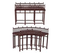 BESTonZON 2pcs Miniature Chinese Pavilion Bridge Model Set, Open Gallery Walkway Architectural Decoration for Fairy Garden and Outdoor Landscape, Village Bridge Model Accessories