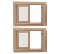 BESTonZON 2pcs Miniature Dollhouse Window Accessories Set - Realistic Wood Mini Window Frames - DIY House Decor for Simulation Dollhouse Kitchen And Bedroom - Perfect for Crafting and Mini Furniture