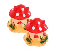 BESTonZON 2pcs Mushroom House Ornaments Reptile Box Decor Home Garden Miniature Mushroom House Crafts