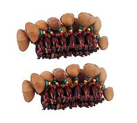 BESTonZON 2pcs Nut Shell Handbell Bracelet African Djembe Percussion Instrument Wrist Bell Ornament Musical Toy for Rhythm Playing and Performance