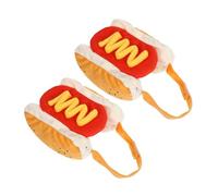 BESTonZON 2PCS Pet Hot Dog Costume for Small Dogs and Cats Soft Warm Halloween Puppy Suit with Cute Hamburger Design Cozy and Wear Party Puppy Outfit for Fall and Winter