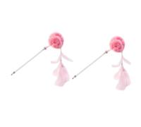 BESTonZON 2Pcs Pink Cat Teaser Wand with Ball and Pendant Interactive Cat Stick Enhances Play and Exercise Strengthens Owner- Kitten