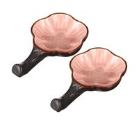 BESTonZON 2pcs Pink Ice Crack Flower Shaped Ceramic Ink Dishes Multi-function Calligraphy Brush Pen Holders Pen Rack for Painting and Writing Supplies