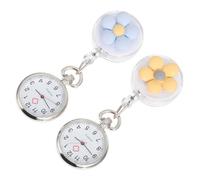 BESTonZON 2pcs Pocket Watch for Nurses Zinc Alloy Quartz Movement Large Black Arabic Markers Retractable Watch Simple Stylish Design Birthday