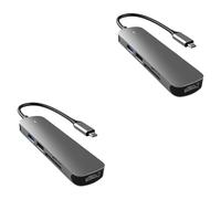 BESTonZON 2pcs Port Usb Hub Type-c Usb to Adapter Multi-function Hub Ethernet Aluminum Alloy Shell