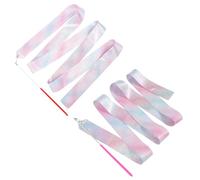 BESTonZON 2Pcs Portable Gymnastics Dance Colored Streamers with Delicate Bright Ribbons for Artistic Rhythmic Twirling Party and Training Equipment