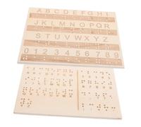BESTonZON 2pcs Portable Lightweight Braille Alphabet Board with Raised Dots for Tactile Learning Sturdy Wooden Letter and Number Tracing Boards for Beginners Educational Tool for Blind Users