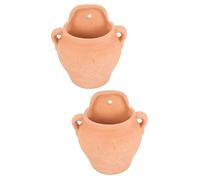 BESTonZON 2pcs Pottery Wall Mounted Flowerpot Holder Elegant Hanging Plant Pot with Drainage Durable Pottery for Use for Balcony Garden Decoration