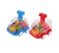 BESTonZON 2pcs Push Car with Transparent Gear Friction Powered Press to Go Vehicle for Lightweight Montessori Learning Easy Grip Non Electronic Pull