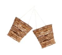 BESTonZON 2pcs Rattan Hanging Wall Baskets Natural Vine Wicker Outdoor Hanging Planters for Garden Patio Indoor Decor Flower Pots Ready to Use Handwoven Design